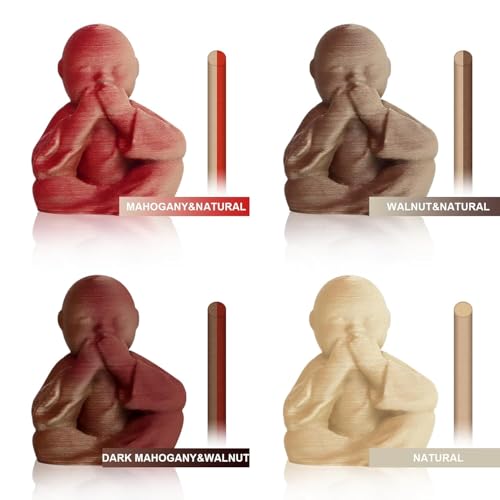 Reprapper Wood PLA Filament Variety Pack - 1.75mm 4 Spool Bundle: Natural, Mahogany, Dark Mahogany & Walnut Real Wood Fiber, Dual Color 3D Printing Material 250g x 4pack - color: Wood Color Pla