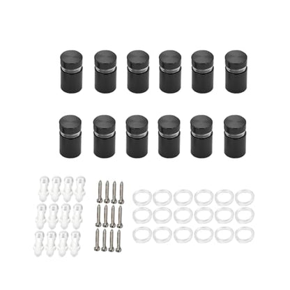 Aluminum Standoff Wall Mounts Screws, Black 12 Packs 1/2 x 1/2 Inch - color: Black