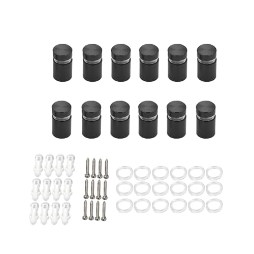 Aluminum Standoff Wall Mounts Screws, Black 12 Packs 1/2 x 1/2 Inch - color: Black