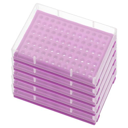 PATIKIL 96 Wells PCR Tube Rack for 0.2ml Test Strips Tubes, 5pcs Waterproof Tubes Filling Tray Centrifuge Tube Holder, Purple - color: Purple