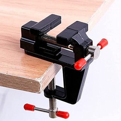 Mini Table Bench Vice Clamp for Jewelry Model Making DIY Repairs Modelling Painting and Crafting-Black (aluminum alloy)