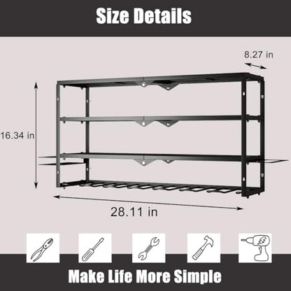 AZERPIAN Power Tool Organizer Heavy Duty Wall Mount Drill Tools Holder - size: 7 Slots 3Layers