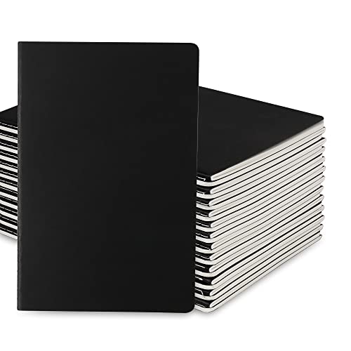 24 Pack Blank Notebook & Journal Bulk, Black Cover, Unlined Plain Thick Paper, A5 Size, 5.5x8.3 inch, 60 Page, Small Sketchbook Subject Note Pad Set for Women Men Kids Traveler Student Office - color: Black, style: Black-24-Unlined