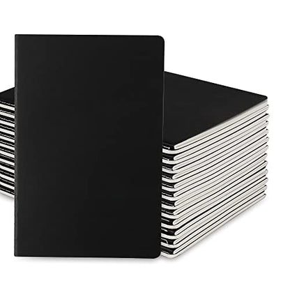 24 Pack Blank Notebook & Journal Bulk, Black Cover, Unlined Plain Thick Paper, A5 Size, 5.5x8.3 inch, 60 Page, Small Sketchbook Subject Note Pad Set for Women Men Kids Traveler Student Office - color: Black, style: Black-24-Unlined