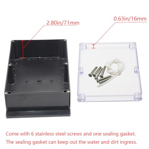 Junction Box IP65 Waterproof ABS Plastic Electrical Project Case Power Junction Boxes, Clear Cover Project Box with Fixed Ear 10.35x7.17x3.74 inch (263 x 182 x95 mm) - color: Clear, size: 10.35“x7.17”x3.74“