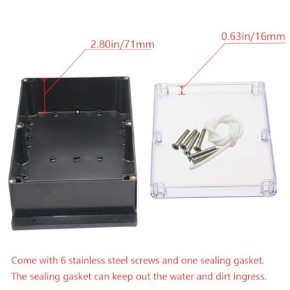 Junction Box IP65 Waterproof ABS Plastic Electrical Project Case Power Junction Boxes, Clear Cover Project Box with Fixed Ear 10.35x7.17x3.74 inch (263 x 182 x95 mm) - color: Clear, size: 10.35“x7.17”x3.74“