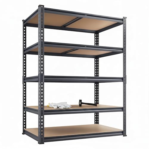 Garage Storage Shelves 36" W x 16" D x 72" H, 2500 LBS Heavy Duty Shelving Unit 5-Tier Adjustable, Extra Wide Boltless Metal Storage Rack for Garage Warehouse Basement - size: 36''W x 16''D x 72''H