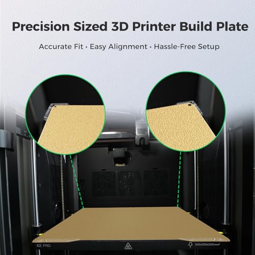 Creality K2 Pro Build Plate Original 325x310mm Dual Side Golden PEI Coating Spring Steel Magnetic K2 Pro Bed Plate Creality 3D Printer PEI Sheet for K2 Pro/K1 Max/Ender 3 V3 Plus - style: K2 Pro Textured