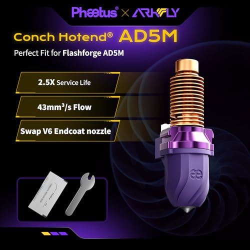 PhaetusxArkfly Conch Hotend for Adventurer 5M/5M Pro 43mm³/s High Flow - color: Purple, size: 0.8