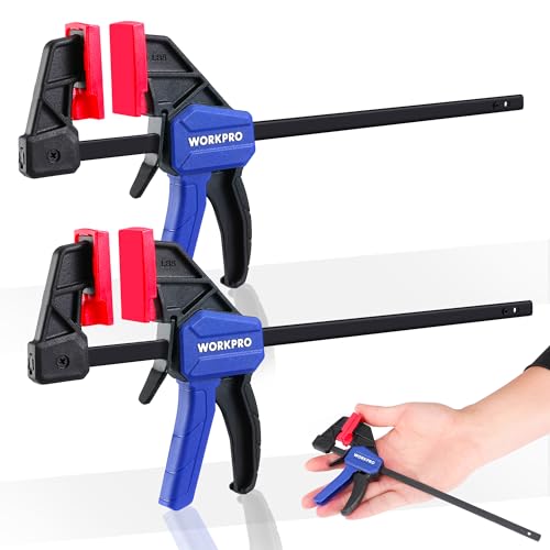 WORKPRO 6" Mini Bar Clamps for Woodworking, 50 lbs Load Limit, 2-Pack - color: Blue, size: 6" Mini