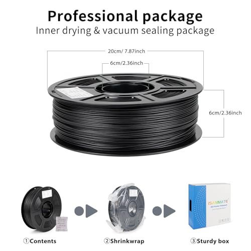 iSANMATE Carbon Fiber ASA Filament 1.75mm,UV/Rain/Heat Resistant Tough 3D Printer Filament, ASA CF Perfect for Outdoor Functional Parts, Dimensional Accuracy +/- 0.02mm, 1kg Spool (2.2lbs) - color: Black Cf