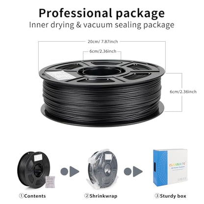 iSANMATE Carbon Fiber ASA Filament 1.75mm,UV/Rain/Heat Resistant Tough 3D Printer Filament, ASA CF Perfect for Outdoor Functional Parts, Dimensional Accuracy +/- 0.02mm, 1kg Spool (2.2lbs) - color: Black Cf