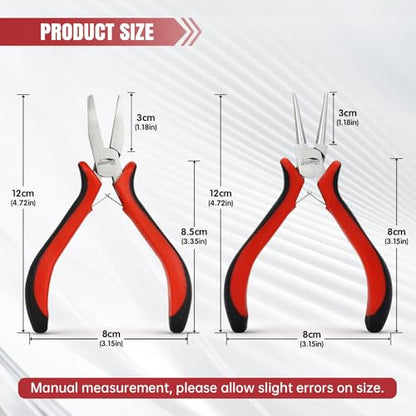 2-Piece 5-Inch Jewelry Pliers Set, Round Nose and Flat Nose Plier