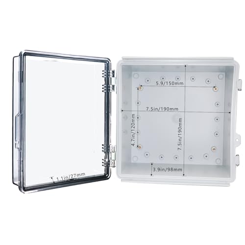 Waterproof Outdoor Electrical Box Junction Box Weatherproof IP67 ABS Plastic Enclosure Switch Router Project Box with Mounting Plate with Wall Bracket 2 Cable Glands Clear 8.27" x 8.27" x 5.12" - color: Clear, size: 8.27" x 8.27" x 5.12" 1pc