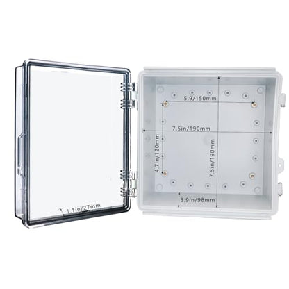 Waterproof Outdoor Electrical Box Junction Box Weatherproof IP67 ABS Plastic Enclosure Switch Router Project Box with Mounting Plate with Wall Bracket 2 Cable Glands Clear 8.27" x 8.27" x 5.12" - color: Clear, size: 8.27" x 8.27" x 5.12" 1pc