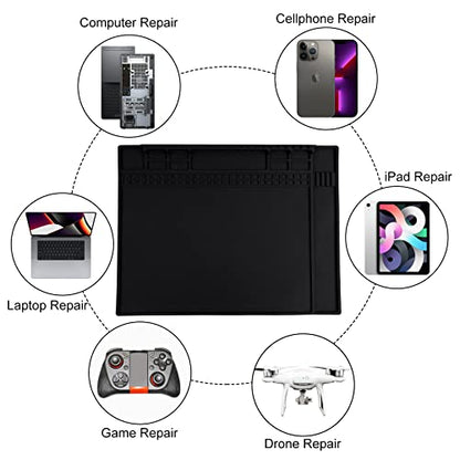 HPFIX Anti Static Mat Includes ESD Wristband and Grounding Wire and Grounding Plug for Electronics Repair, Premium Heat Resistant ESD Safe Soldering Mat (17.7" x 13.6")