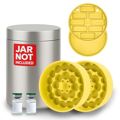 4-Piece 3ml Vial Storage Insert Compatible with 32oz Hydrapeak Food Jar – 54 Vial Organizer with Crisper Shelf – Fits 4.3" Inner Diameter Jar not included (Yellow) - color: Yellow