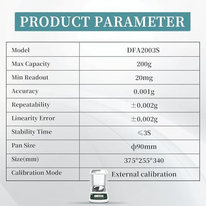 FA2003S Lab Analytical Balance, 200g/0.001g, Dual Display - size: 200g*0.001g