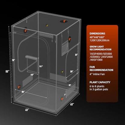 Spider Farmer 4x4 Grow Tent 48"x48"x80" Indoor Plant Growing 2026 New - size: 48"x48"x80"