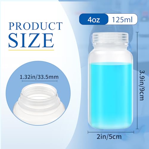 Tatuo 48 Pcs 4 oz 125ml Polypropylene Reagent Bottle Plastic Sample Bottles with Screw Caps Translucent PP Sample Containers with Lid for Liquids, Laboratory, Storage at Home (Clear) - color: Clear, size: 4 oz 125ml
