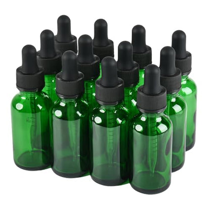 NOOEEISS 12 Pcs, 1oz Dropper Bottle, Green Glass Eye Dropper Bottle,Tincture Bottles with Dropper, Leak-Proof Design, Stronger Suction, for All Kinds of Mixed Liquids - color: Green, size: 1oz-12Pack