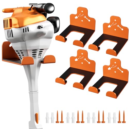 Garage Storage Trimmer Rack, Weed Whackers Holder Organizer, Orange, 4 Pack - color: Orange 4 Packs