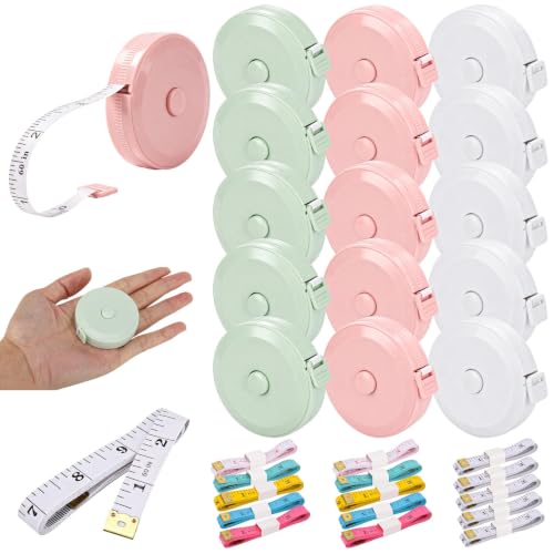 30Pcs Retractable Measuring Tapes Set, Body Fabric Sewing Measures Tape, 60 Inch, 1.5 Meter Waist Scales Rulers, 6 Color - color: 30pcs - colors