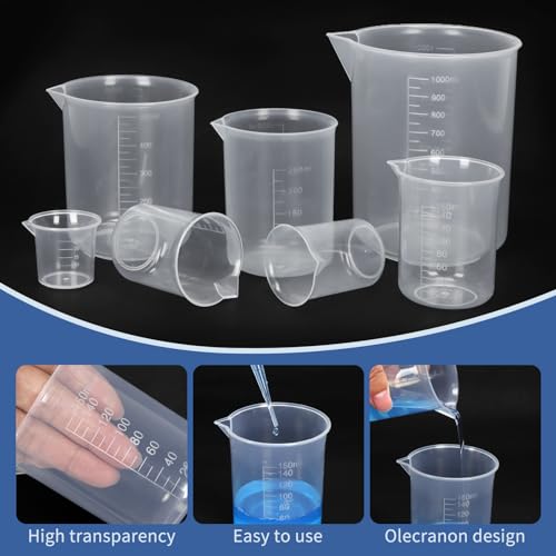 Twdrer 7-Size Plastic Beaker Set with Droppers