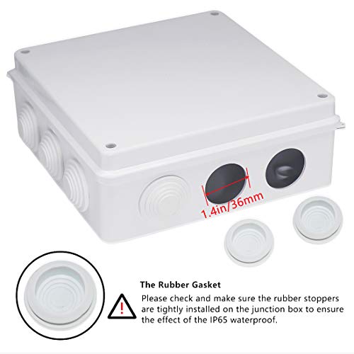 Zulkit Junction Box ABS Plastic Dustproof Waterproof IP65 Universal Electrical Boxes Project Enclosure White 7.9 x 7.9 x 3.1 inch (200 x 200 x 80mm) - size: 7.9" x 7.9" x 3.1"
