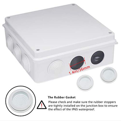 Zulkit Junction Box ABS Plastic Dustproof Waterproof IP65 Universal Electrical Boxes Project Enclosure White 7.9 x 7.9 x 3.1 inch (200 x 200 x 80mm) - size: 7.9" x 7.9" x 3.1"