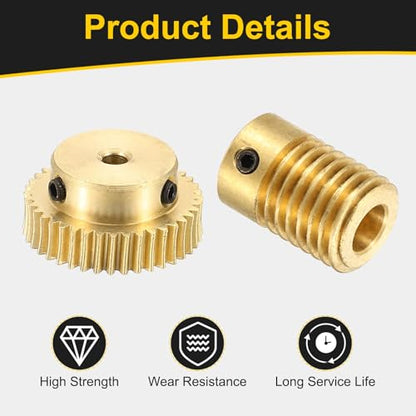 uxcell Worm Gear Set Right Rotation 40T 0.5 Module 1:40 Reduction Rate - size: Gear-3mm, Rod-6mm Bore, style: 0.5M-40T