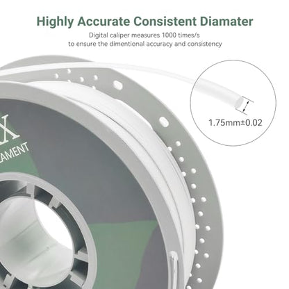 Matte PETG 3D Printer Filament 1.75mm, +/-0.02mm Tolerance, 1kg Spool(2.2lbs), White - color: Matte White, size: PETG