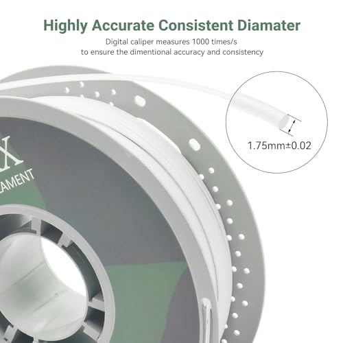 Matte PETG 3D Printer Filament 1.75mm, +/-0.02mm Tolerance, 1kg Spool(2.2lbs), White - color: Matte White, size: PETG