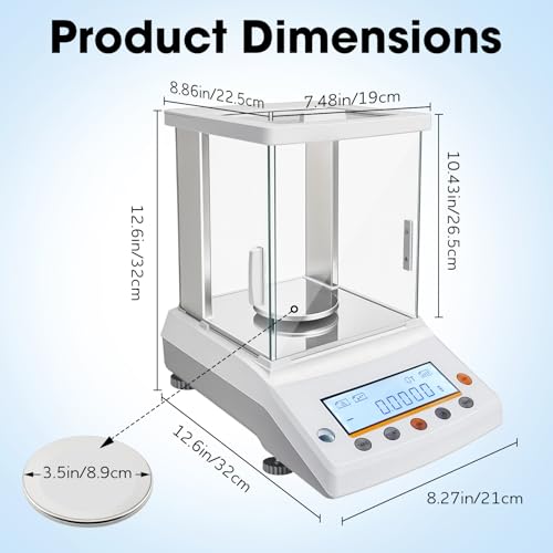 0.0001g x 220g Lab Digital Analytical Balance 0.1mg/220g Digital Scale Precision Weighing Accuracy Electronic Scientific Analytical Scale for Pharmacy, Lab, Jewelry Store