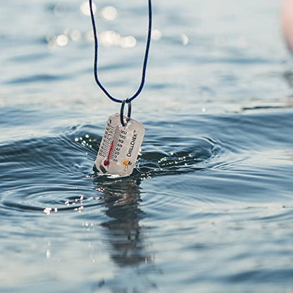 Sun Company ChillChek - Waterproof Thermometer with Breakaway Lanyard | Water Proof Temperature Gauge for Swimming, Diving, Snorkeling, Fishing, or Camping | Small Portable Outdoor Thermometer