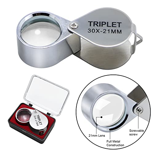 30X Jewelers Loupe Magnifier 2 Pcs Foldable Pocket Magnifying Glass - size: 2pcs