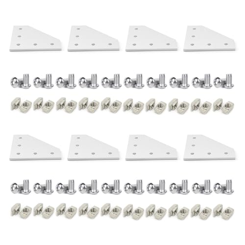 8Sets 1010 2525 Aluminum Extrusion Profile Hardware Corner Brackets - style: 8 sets L shape bracket with m5