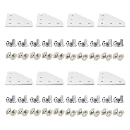 8Sets 1010 2525 Aluminum Extrusion Profile Hardware Corner Brackets - style: 8 sets L shape bracket with m5