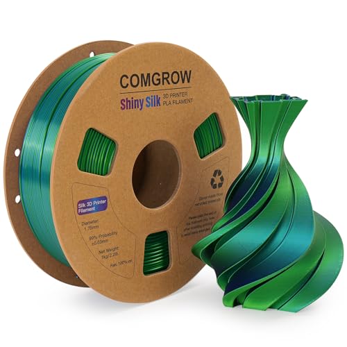 Comgrow Silk PLA 3D Printer Filament, Dual Color 2 in 1 Black and Green - color: Black&green