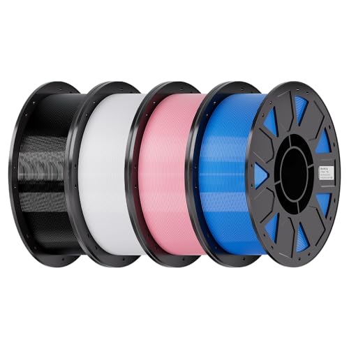 Creality PETG Filament 1.75mm 4KG,Black+White+Pink+Tech Blue, Total 4-Pack - color: Black+white+pink+tech Blue, size: 4kg