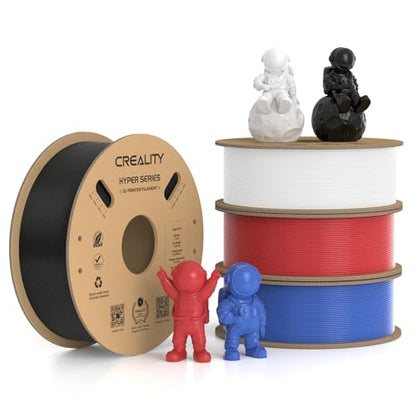 Creality Hyper PLA Filament 1.75mm, 30-600mm/s High Speed 3D Printer Filament, Dimensional Accuracy +/-0.02mm, Fit Most FDM 3D Printers, 4 Pack 1kg Spool(2.2lbs), Black & White & Blue & Red - color: Black & White & Blue & Red