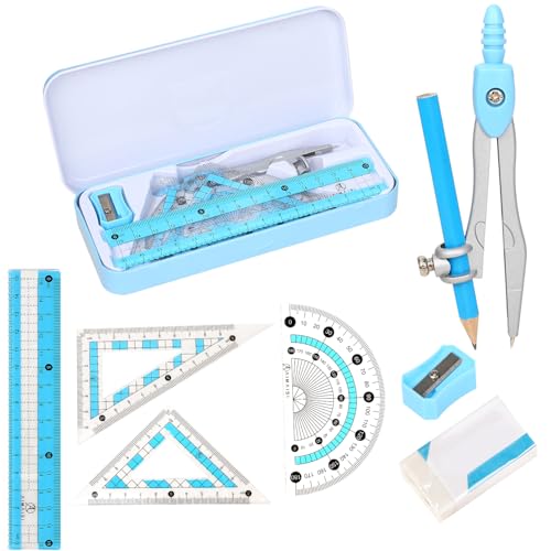 Compass Geometry Tool Geometry Set Drafting Drawing Compass and Protractor Set with Box Math Geometry Compass for Geometry Metal Compass Geometry Kit Drawing Tool for Measuring Drawings Study