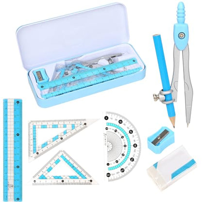 Compass Geometry Tool Geometry Set Drafting Drawing Compass and Protractor Set with Box Math Geometry Compass for Geometry Metal Compass Geometry Kit Drawing Tool for Measuring Drawings Study