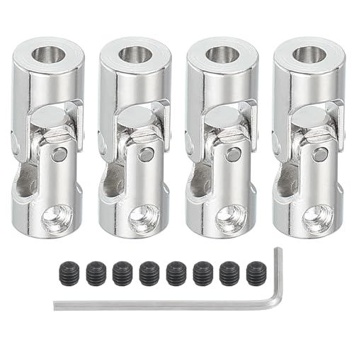 PATIKIL Rotatable Universal Steering Shaft 4mm to 4mm Inner Dia, 4 Pcs U Joint Shaft Coupling U Joints Coupler Connector Accessories with M3 Screws for Motor Model Robots - size: 4mm to 4mm