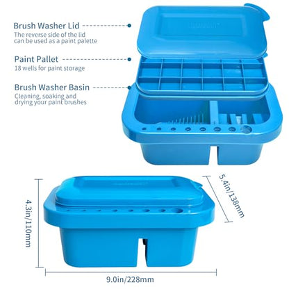 MyLifeUNIT Paint Brush Cleaner, Paint Brush Holder with Palette, Royal Blue - color: Royal Blue