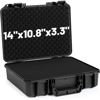 TORIBIO Hard Carrying Case with Foam, Shockproof Storage Box 14"x10.8"x3.3" - size: 14" x 10.8" x 3.3"