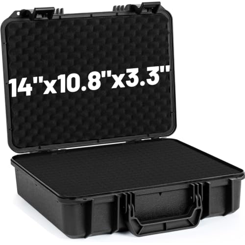 TORIBIO Hard Carrying Case with Foam, Shockproof Storage Box 14"x10.8"x3.3" - size: 14" x 10.8" x 3.3"