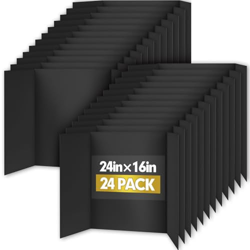 TUXIYA Trifold Poster Board,24P 24"x 16" Black Corrugated Poster Boards - color: Black, size: 24P