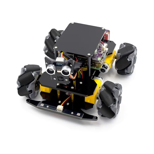 Adeept 4WD Mecanum Wheel Smart Car Kit for Raspberry Pi 5/4B/3B/3B+(Board Not Included), Line Tracking, Light Tracing, Obstacle Avoidance, Servo Motor, OLED Display, LED Dot Matrix Display - style: Mecanum Wheels