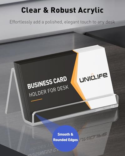 Uniclife 8 Pack Acrylic Business Card Holder for Desk, 50 Card Capacity - color: 50 Card Capacity, size: 8 Pack